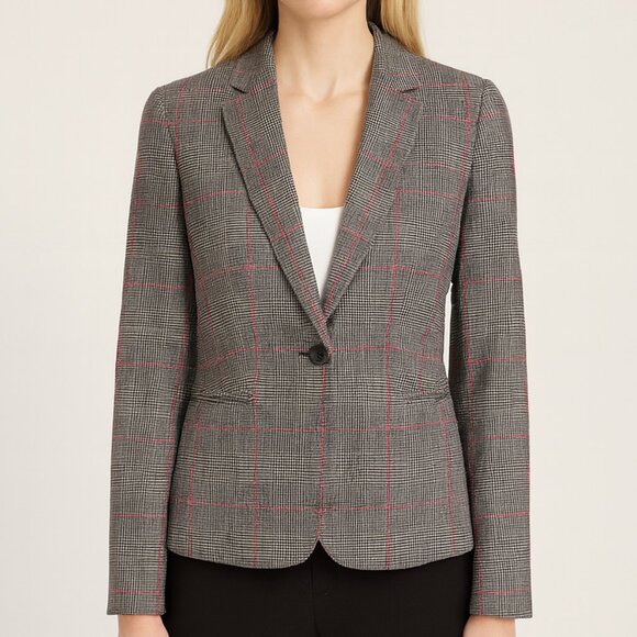 J. Crew Gray Pink Glen Plaid Single-breasted Wool Blazer Windowpane Structured - Picture 16 of 16